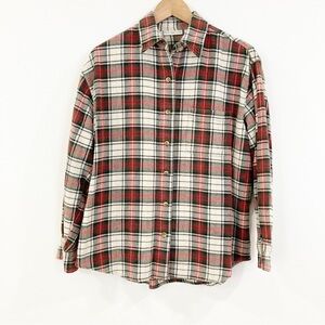 Classic Plaid Button Down Shirt in Red and White Flannel
